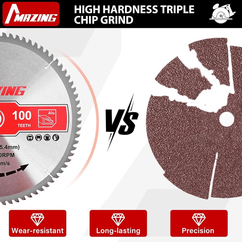MAZING 12 Inch 100T Circular Saw Blades, Aluminum Cutting TCT Miter Saws Blades with 1 Inch Arbor, TCG Grind Metal Saw Blade for Aluminum Plastic Non-Ferrous Metals - Image 3